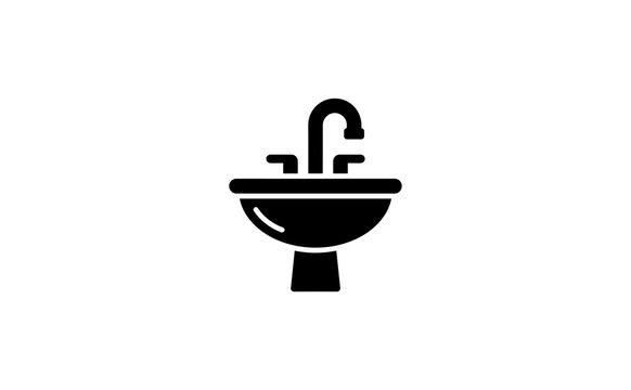 Sink icon vector graphic illustration representing bathroom and kitchenware