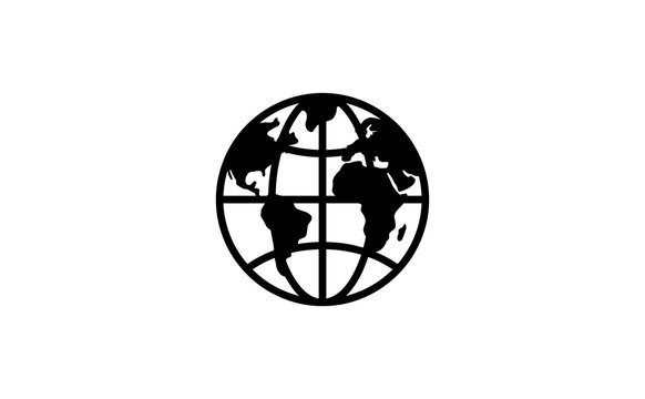 Globe earth world map icon vector illustration isolated on white background