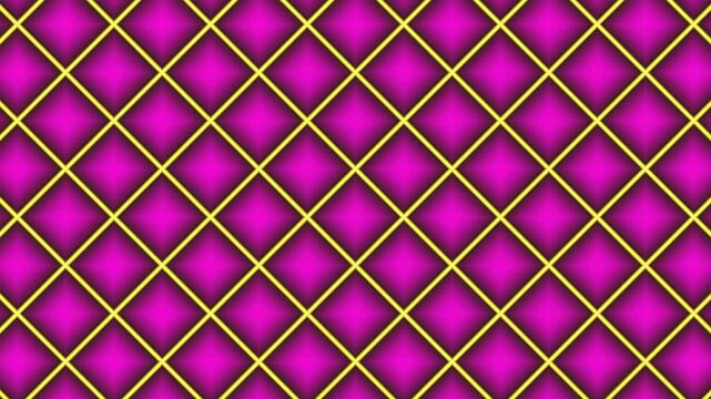 Abstract Geometric Pattern With Purple Rhombus and Yellow Grid Lines Background