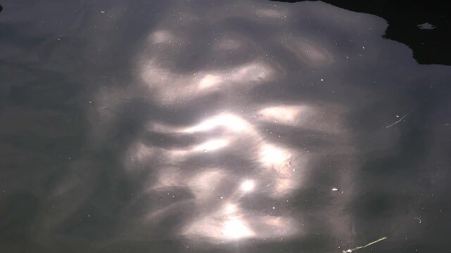 Slow motion sun reflecting on water surface