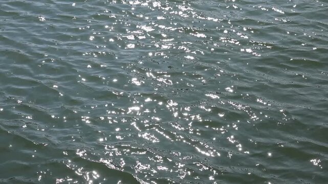 Slow motion sun reflecting on water surface