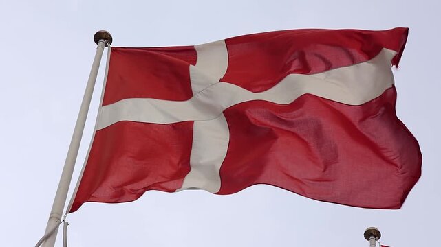 Danish national flag waving in slow motion