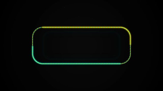 Luminous digital frame with a glowing yellow-green gradient border on a dark background, concept for futuristic HUD interface, perfect for text overlay and video presentation design.