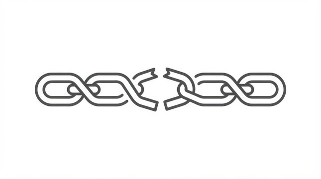 Broken metal chain with snapped link icon