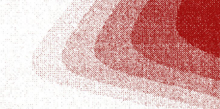 Nested red angular curves form a layered printed halftone pattern on transparency.