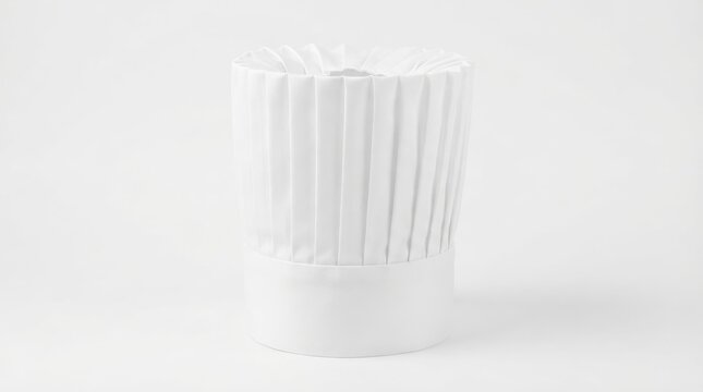 Traditional white chef hat with pleats