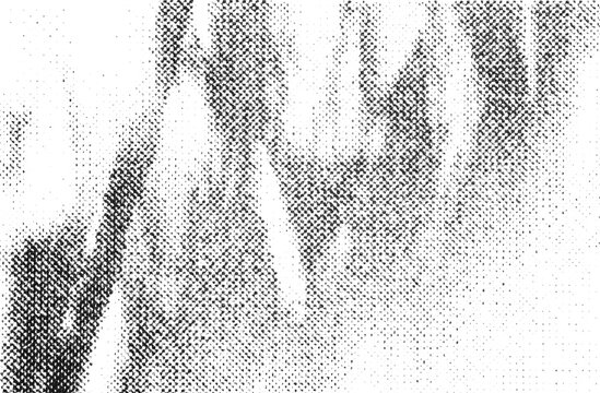 Overlapping grass blades form bold printed halftone shapes with clear transparent channels.