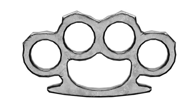 3d rendering of a metal knuckle duster on a plain surface