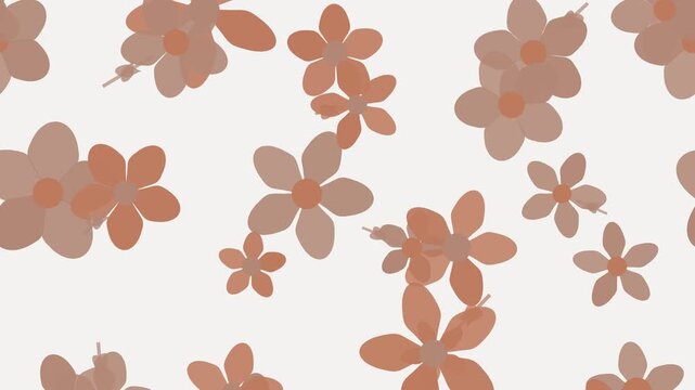Fond anim&eacute; de petites fleurs &eacute;parses orange en boucle sans couture