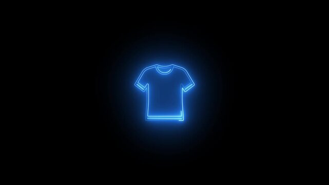 Glowing neon t-shirt icon animation representing minimalist apparel fashion video
