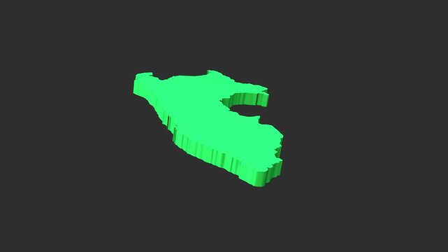 Peru green 3d map rotating slowly in digital video motion footage