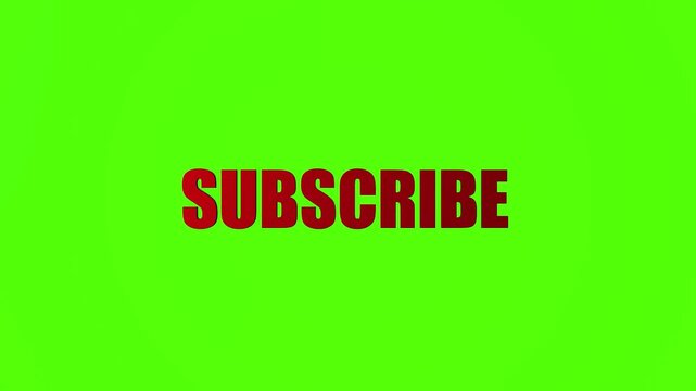 Red 3d subscribe text animated motion on bright green screen