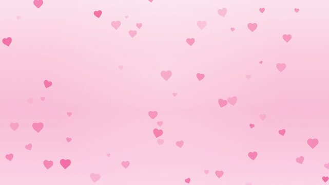 Animated pink heart shapes floating and drifting on a soft pastel pink background