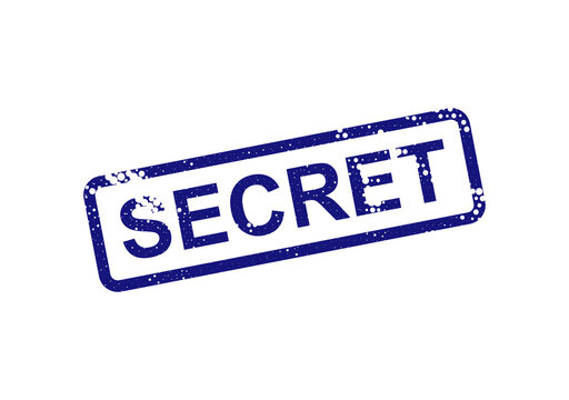 Secret stamp or label with blue border on white background isolated on transparent background, illustration