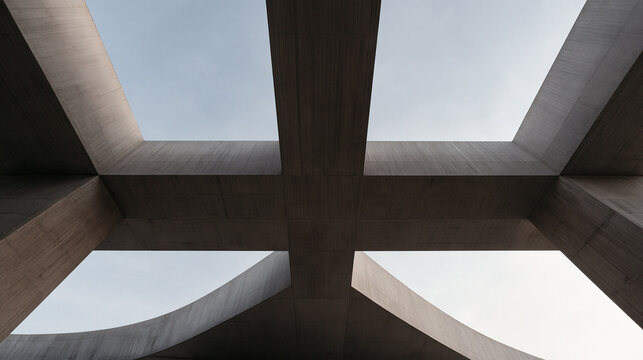 Low Angle View of Modern Concrete Architectural Structure