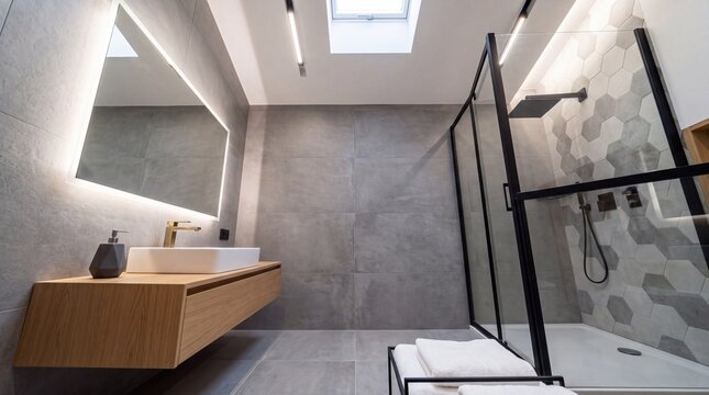 Modern Luxury Bathroom Interior with Walk In Shower
