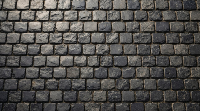 Cobblestone Stone Pavement Texture Dark Grey Road Surface Pattern