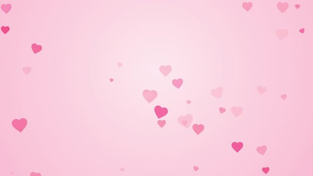 Floating Pink Hearts Falling Slowly on a Soft Pastel Background for Valentine's Day Celebration