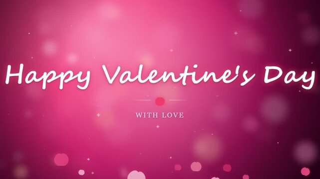 Romantic Valentine's Day greeting with animated text and glowing pink bokeh light background
