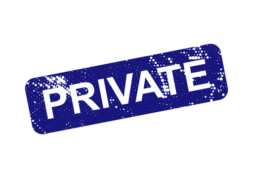 Private stamp or label with bold text on blue background isolated on transparent background, illustration