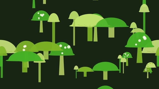 Fond anim&eacute; de champignons des bois jaune avec mouvement diagonal