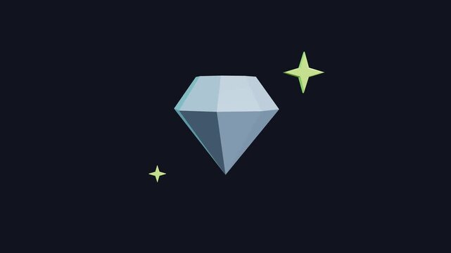 Minimalist polished blue diamond gemstone with sparkling stars animation motion graphic for finance and luxury concepts