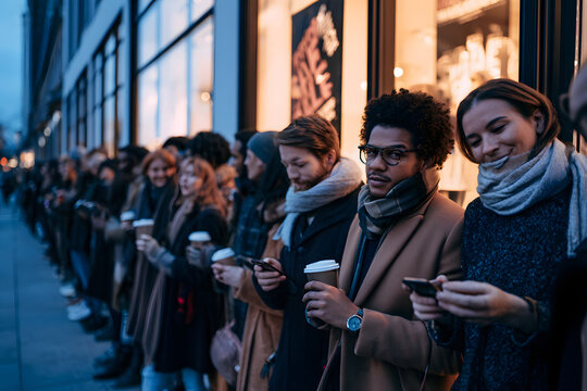Shoppers would queue up outside a store prior to its Black Friday opening.