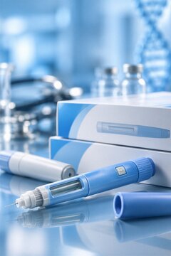 Semaglutide GLP-1 Injector Pens and boxes for metabolic health and weight loss therapy, representing pharmaceutical advancements in diabetes and obesity treatment.
