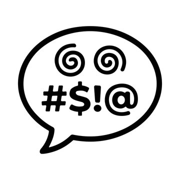 Speech bubble with symbols of profanity and frustration