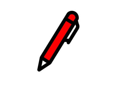 Red ballpoint pen with clip writing tool transparent background