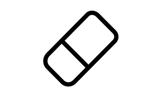 Black outline eraser rubber school supply transparent background