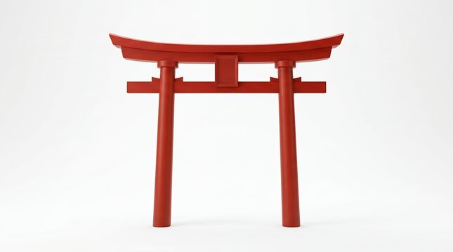 Traditional red torii gate isolated on a white background
