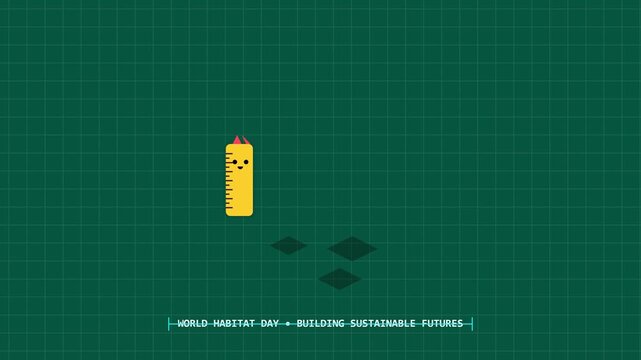 Ruler Character Animation on Green Grid Background