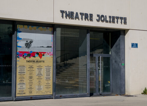 MARSEILLE, FRANCE - SEPTEMBER 16, 2026 - Exterior view of the Theatre Joliette entrance and posters in Marseille