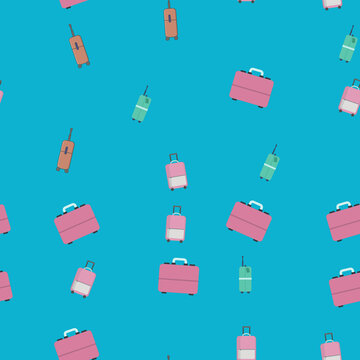 Seamless pattern of colorful suitcases