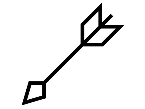 Diagonal arrow pointing up right with arrowhead tail on transparent