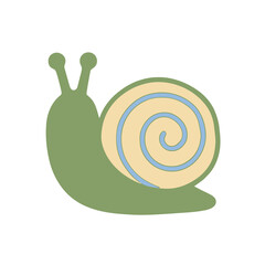 Green snail with spiral shell illustration © akbar