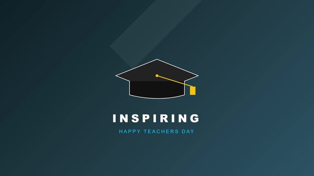 Celebrating teachers day with an inspiring graphic design featuring a graduation cap icon on a dark teal background for educational events and academic greeting cards