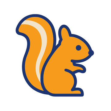 Stylized orange squirrel icon with blue outline
