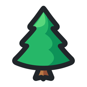 Christmas Evergreen Tree Icon Illustration