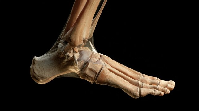 Anatomical 3d illustration of a human foot and ankle skeleton