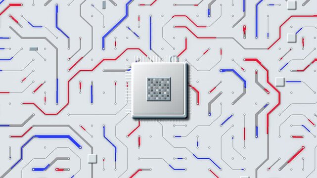 Red and Blue Electric Currents Around Centered Microchip Loop