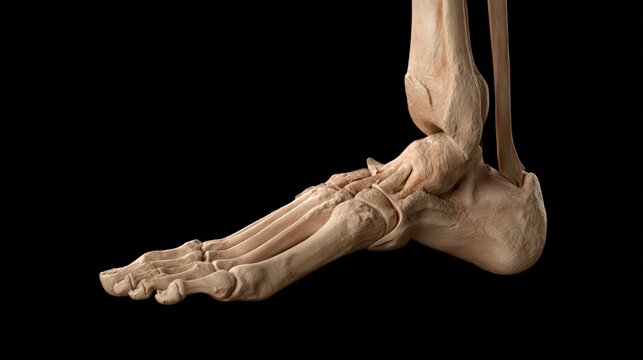 Human foot skeleton and ankle joint anatomy 3d illustration