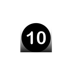 Obraz premium White number ten inside black circle icon in the center with a subtle gradient shadow base