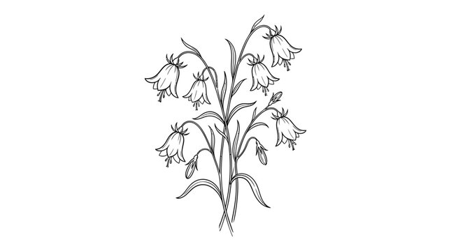 Hand Drawn Wildflower and Botanical Plant Vector Illustration with Leaves and Floral Details
