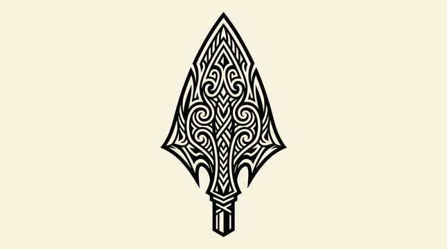 Ornate Tribal Spearhead Vector Illustration with Intricate Celtic Pattern and Decorative Fantasy Design