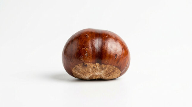 Ripe shiny brown chestnut isolated on clean white background