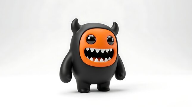 Small black monster with orange face and teeth
