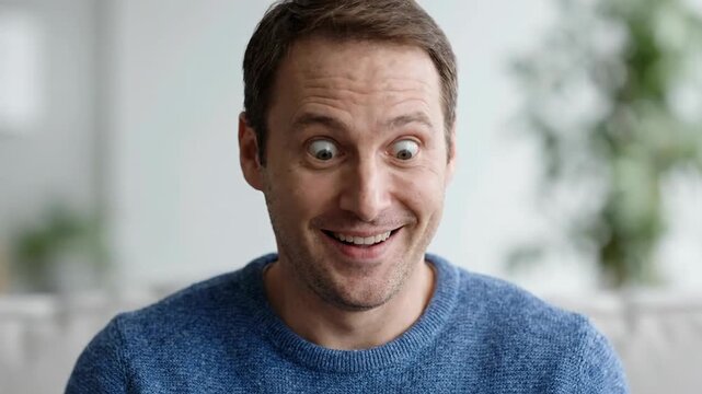 Man making funny faces and crossing his eyes in a montage