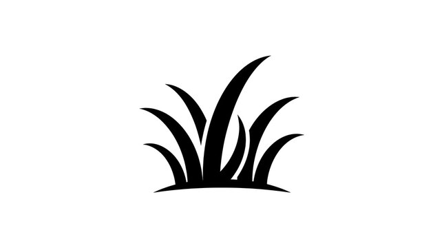 Black grass patch icon illustration isolated on a white background with simple black silhouette